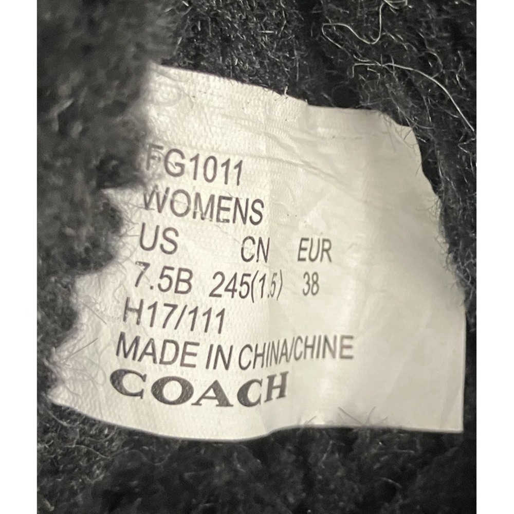 Coach Turnlock Patch Suede Sherpa Lining Boho‎ Comfort Pull On Black Boots 7.5 - Picture 14 of 15